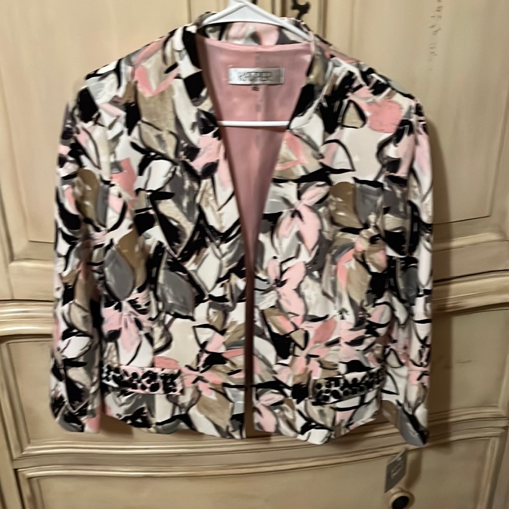 Kasper “Tutu” Multi Colored Printed Blazer with Appliqués/Beading.